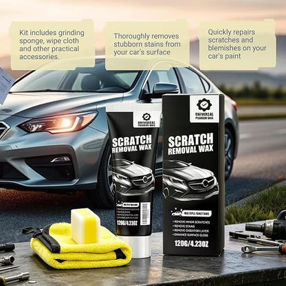 Scratch Remover for Vehicles - Car Paint Scratch Remover with Sponge & Wipe, Car Scratch Repair Kit for All Color, Auto Detailing Polish for Light to Deep Scratches (2 PC)