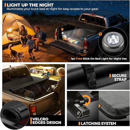 Auto Dynasty Soft Roll-up Truck Bed Tonneau Cover Compatible with 2015-2025 Ford F-150 8.2Ft/97.6Inch Fleetside/Styleside Bed, Matte Black Soft Vinyl Top