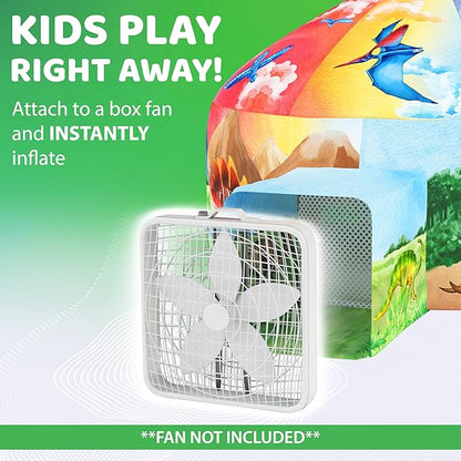 W&O Dino Aerodome with LED Lights - Inflatable Jurassic Fort for Kids Aged 3-12, Inflates in Seconds Creating an Immersive Dinosaur Experience (Fan Not Included)