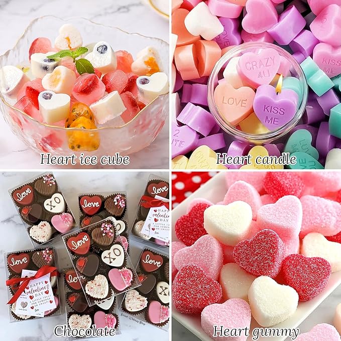 Heart Shape Ice Cube Tray 2PCS Mini Heart Ice Mold Silicone Heart Ice Cube Molds