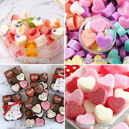 Heart Shape Ice Cube Tray 2PCS Mini Heart Ice Mold Silicone Heart Ice Cube Molds