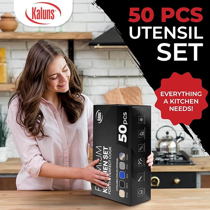 Kaluns 50 PCS Silicone Kitchen Utensils Set Complete Kitchen Set