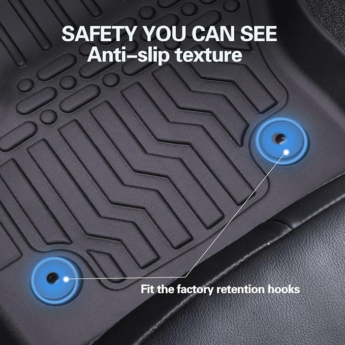 All Weather Floor Mats for 2011-2022 Dodge Charger & for 2011-2023 Chrysler 300 Floor Mats Fits 1st & 2nd & Row, 3D Anti-Slip Waterproof TPE Rubber Protector Car Mats Full Set Liners