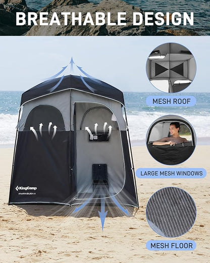 KingCamp Shower Tent, Portable Privacy Tent Outdoor Camping 1/2 Room Toilet Tents with Shower Bag & Dressing Room for Beach, Camping & Hiking