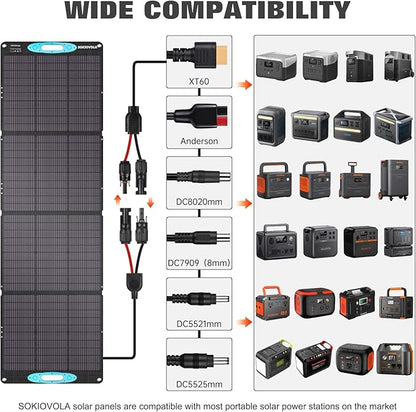 N-Type 16BB 200W Portable Solar Panels for Power Station,IP68 Waterproof ETFE Foldable Solar Panel Kit 25% High Conversion Efficiency Solar Panel for Camping Outdoor RV Blackout