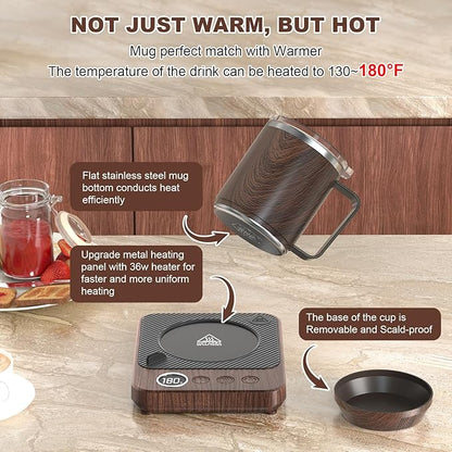 Coffee Mug Warmer & Mug Set for Desk, Smart Coffee Cup Warmer