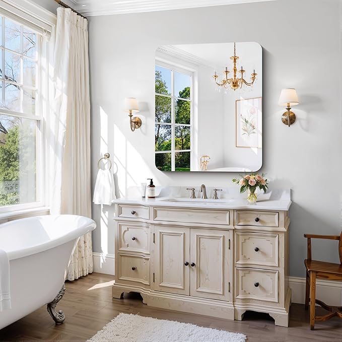 CILIBER Frameless Wall Mirror, HD Shatterproof Vanity Mirror