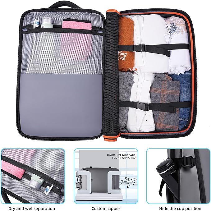 Laptop Backpack for Women, 50L Carry On Backpack Men, Expandable Flight