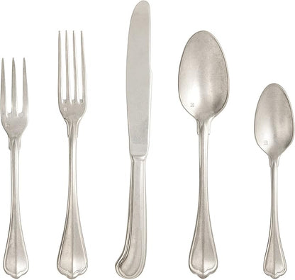 Fortessa San Marco 18/10 Flatware 5 Piece Place Setting, Service for 1, Antique Silver