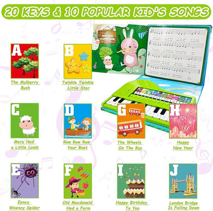 Kids Piano Book Toys - 20 Keys Kids Keyboard Piano Educational Music Toys, Children Gifts & Toddler Toys for 3 4 5 Year Old Boys and Girls