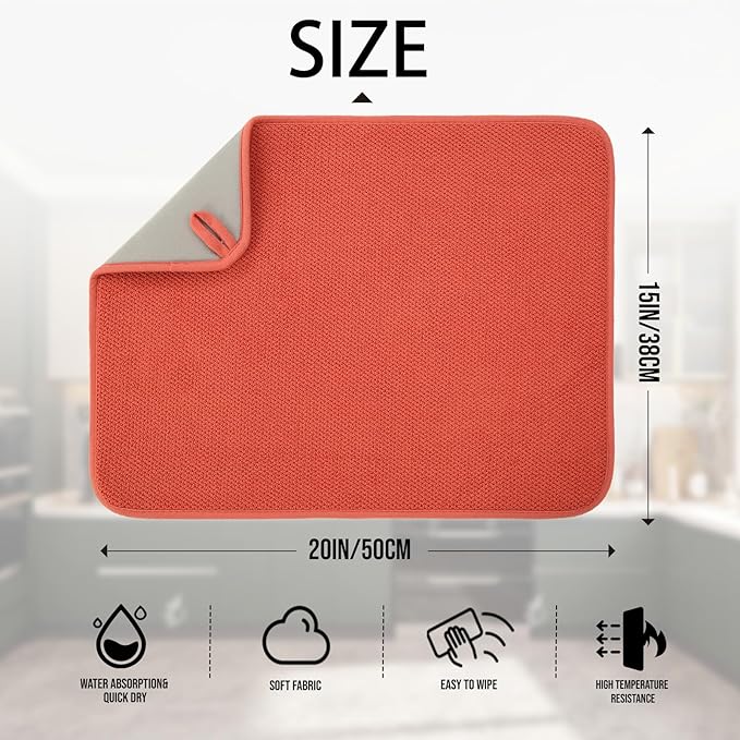 2 Pack Microfiber Dish Drying Mat