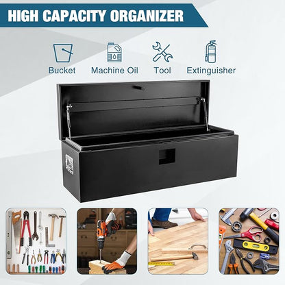Underbody Truck Tool Box Steel Storage ToolBox, Tool Chest Organizer w/Lock and Keys For Pickup, Truck Bed, RV, Trailer, Heavy Duty Waterproof Black Box,48 x 15 x 15 Inch