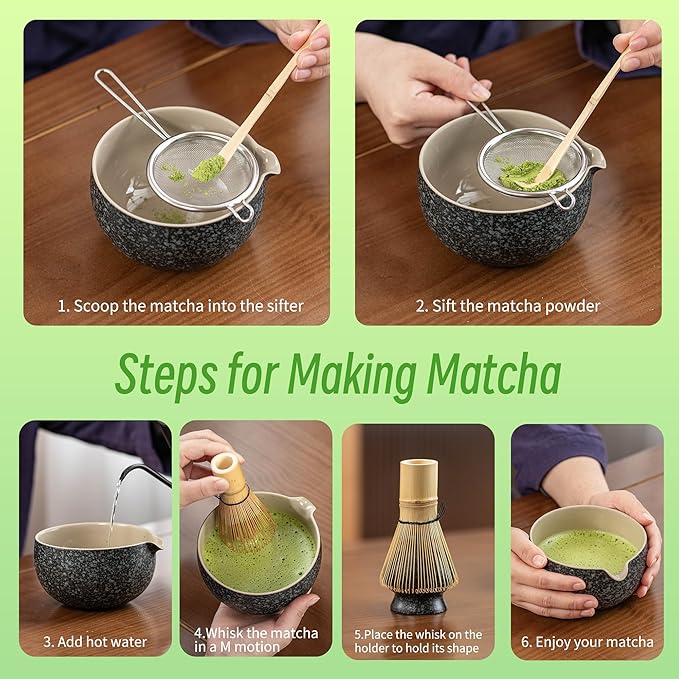 TEANAGOO Matcha Whisk Set Black, Matcha Kit