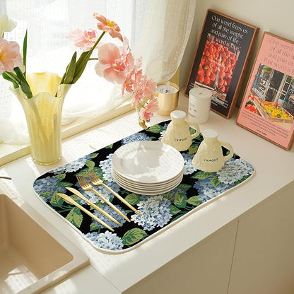 Spring Floral Dish Drying Mat 18x24 Inches