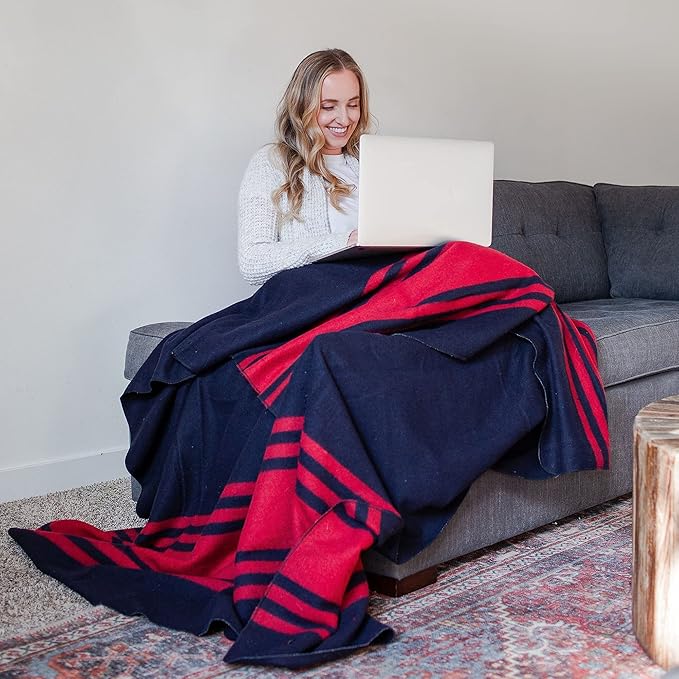 Arcturus Rainier Wool Blanket - 4.5lbs Warm, Heavy, Washable, Large | Great for Camping, Outdoors, Survival & Emergency Kits (Lava Canyon)