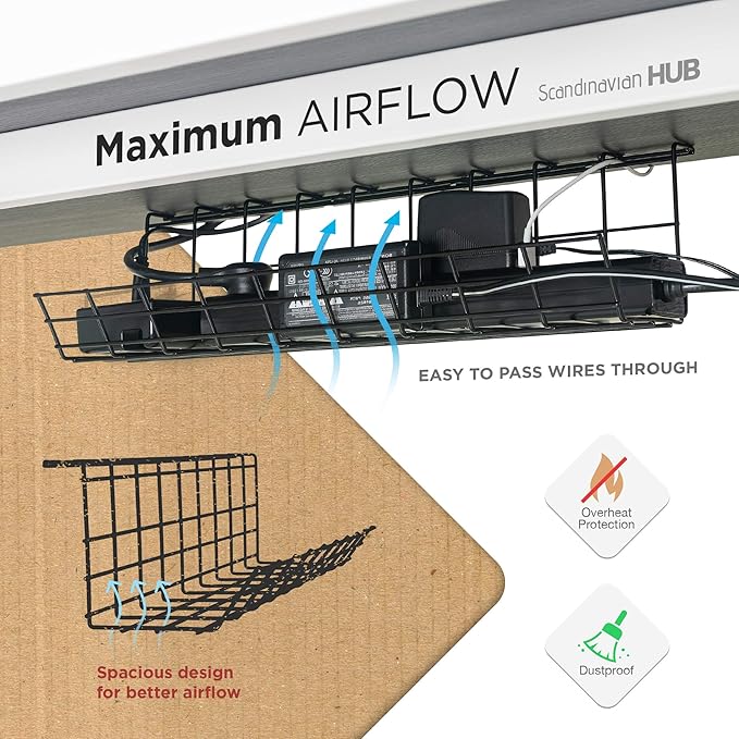 Under Desk Cable Tray, Cord Organizer