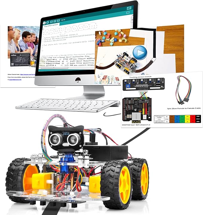 OSOYOO Robot Car Starter Kit for R3 | STEM Remote Controlled Educational Motorized Robotics for Building Programming Learning How to Code | IOT Mechanical DIY Coding for Teens Adults