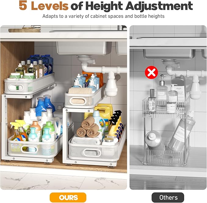 2 Pack 19.3IN-Depth Under Sink Organizer
