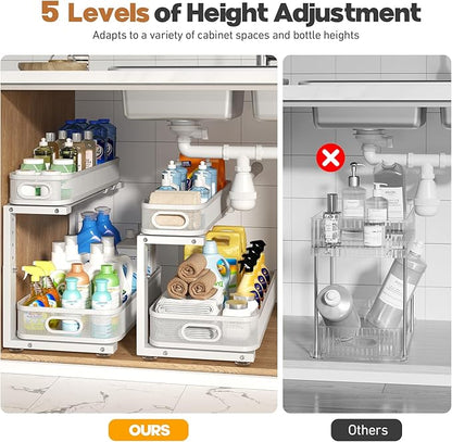 2 Pack 19.3IN-Depth Under Sink Organizer
