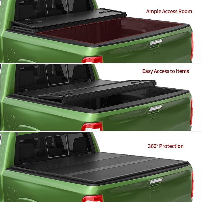 YITAMOTOR FRP Hard Tri-Fold Truck Bed Tonneau Cover Fits for Dodge Ram 1500 2002-2026 (Classic & New), Fits for Dodge Ram 2500 3500 2003-2026 6.4 ft Bed Without Rambox