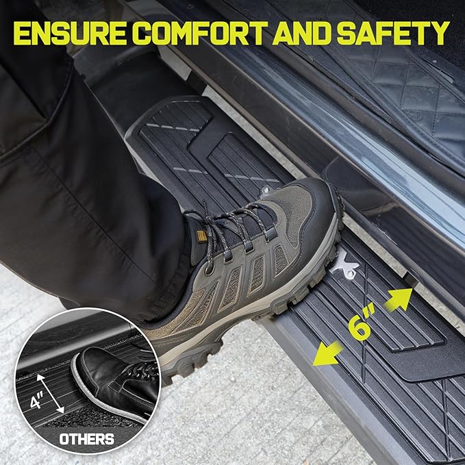 BINARY STAR 6 Inch Running Boards Compatible with 2009-2018 Dodge Ram 1500 Quad Cab, 10-24 Dodge Ram 2500 3500 Quad Cab, Carbon Steel Black Truck Side Step, Nerf Bars Steps with Non-Slip Plastic Pads.