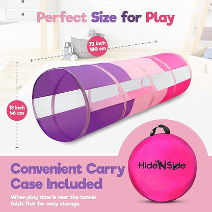 Hide N Side 6ft Crawl Through Play Tunnel Toy, Pop up Tunnel for Kids Toddlers Dogs Babies Infants & Children Gift Indoor & Outdoor Action Toy Tunnel