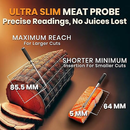 MeatStick V Wireless Meat Thermometer, 1200°F Heat Resistance, Unlimited Range WiFi & Bluetooth, Smart Digital Probe for Grilling, Smoking, Sous Vide, BBQ, Air Fryer, Oven, Smoker, Kitchen Cooking