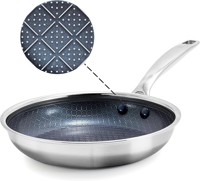 Blue Diamond Hybrid Nonstick Stainless Steel 10” Frying Pan, PFAS-Free Ceramic
