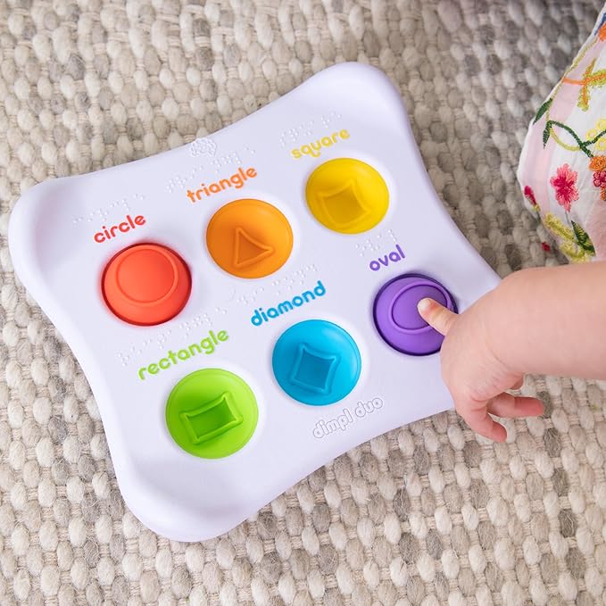 Fat Brain Toys Dimpl Duo, Early Learning Sensory Toy for Babies 1 Year+ & Toddlers, Interactive Baby Toys with Braille, Fidget Toys