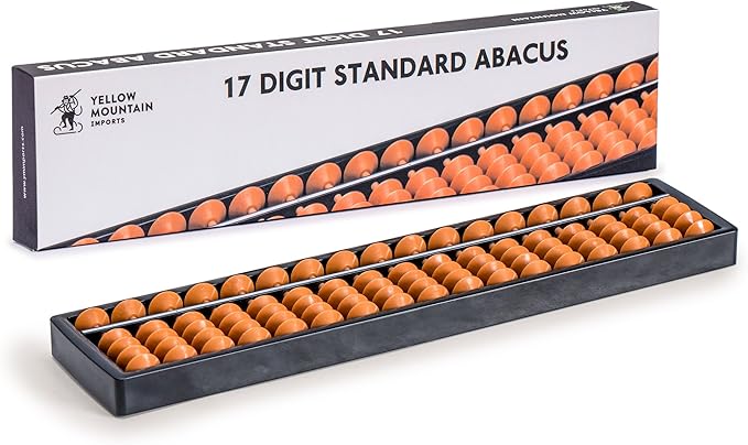 Yellow Mountain Imports Digit Standard Abacus 10.5 Inches - Professional 17 Column Soroban Calculator (Functional and Educational Learning Tool)
