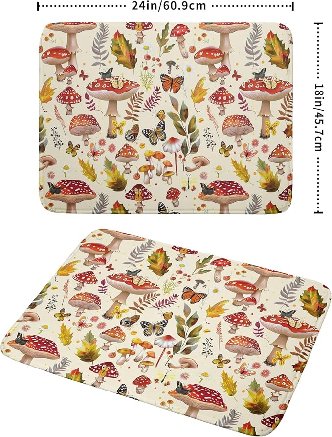 Magic Mushroom Dish Drying Mats Botanical Decorative Absorbent Drying Pad
