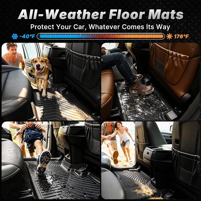 OEDRO Floor Mats Fit for 2019-2026 Chevrolet Silverado GMC Sierra 1500 & 2020-2026 2500HD 3500HD Crew Cab Bench Seat, All-Weather Protection Floor Liners, TPE Material Car Mats, Black