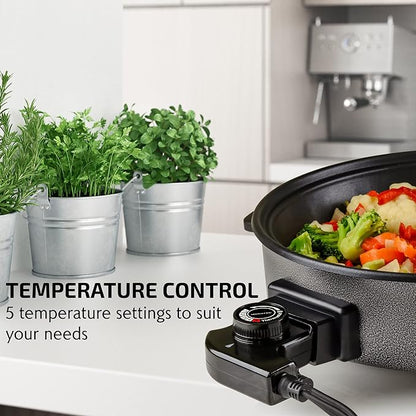OVENTE 11.5-Inch Electric Skillet & Frying Pan, 1400W Nonstick Cooking Pan