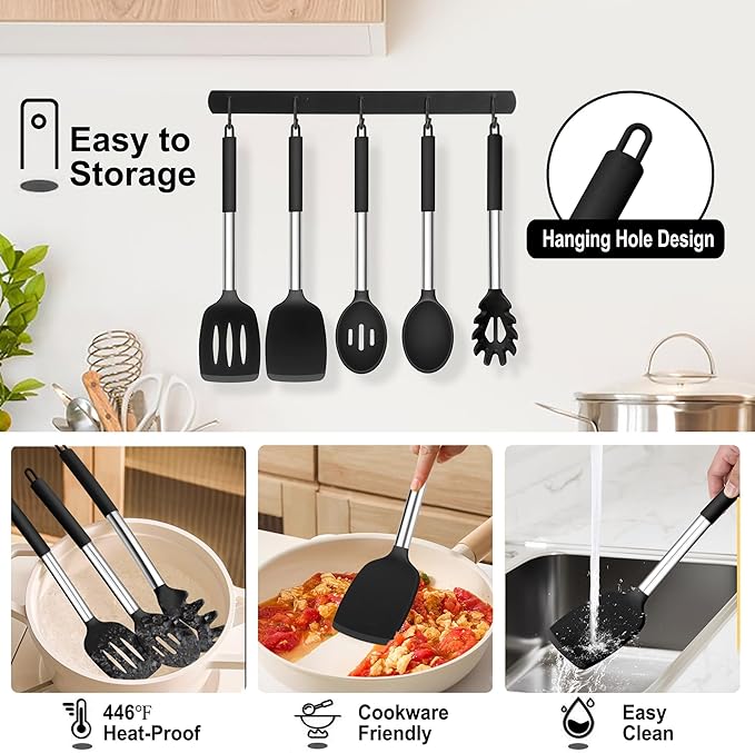 TeamFar Cooking Utensils Set, for Nonstick Cookware Flipping Frying Turning