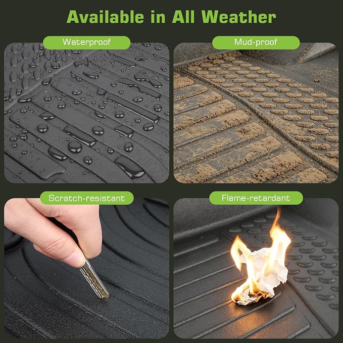 Floor Mats for Acura RDX 2016-2018 (Not for Front Passenger Seat w/ 4-Way Power Adjustment), Heavy Duty TPE Waterproof Non-Slip All Weather Protection Custom, Floor Mats & Cargo Liner
