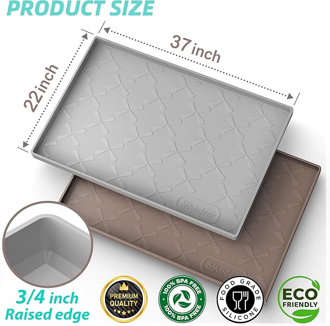 SIKADEER 37" x 22" Under Sink Mat Waterproof, Silicone Mat Kitchen Drawer Shelf