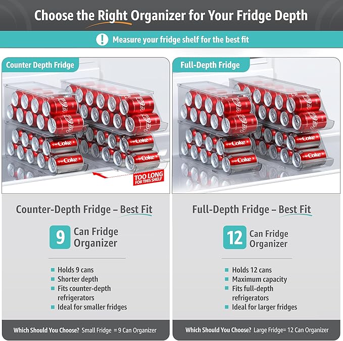 Sorbus Soda Can Organizer for Refrigerator Stackable Can Holder Dispenser