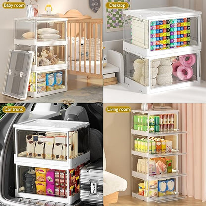 Clear Storage Bin with Lid 3 Pack 【Stackable & Sturdy】 Plastic Multifunctional