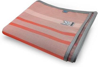 CGEAR RV Comfort Mat – Patented Sand-Free Technology with Ultra Soft Material – Sized to Your RV, Campsite, Beach House – Great Outdoor Patio Rug for RV and Camping (Earthy Dynamic Stripe, 8' X 11')