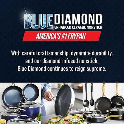 Blue Diamond Hybrid Nonstick Stainless Steel 10” Frying Pan, PFAS-Free Ceramic