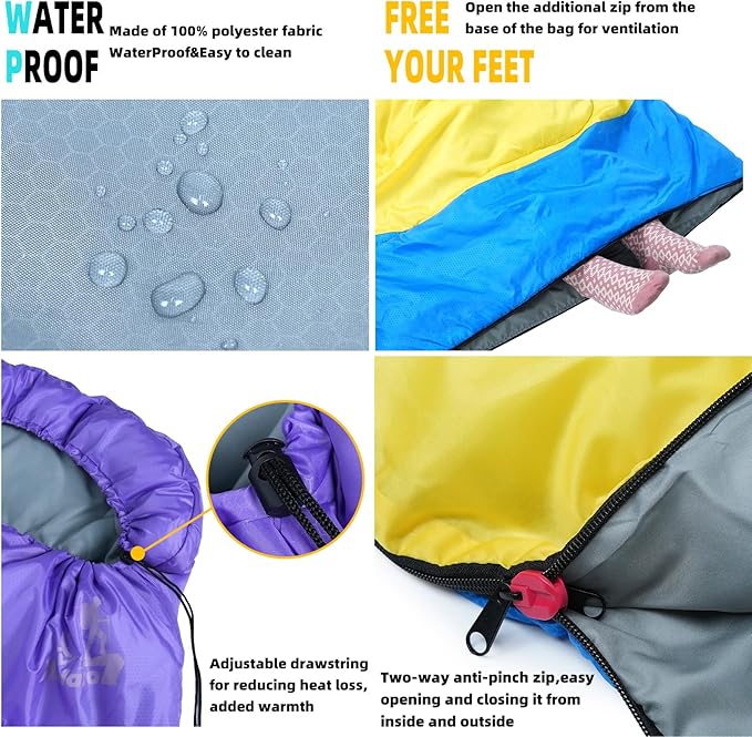 Xelaro 3-Season Lightweight Camping Sleeping Bag | Adults & Kids