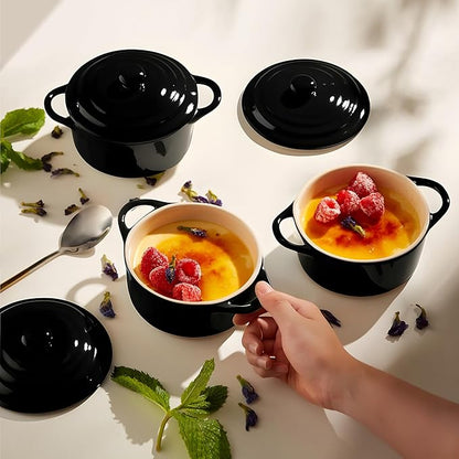 Kook Ceramic Mini Cocotte Set, Small Casserole Dishes
