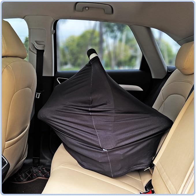Car Seat Covers for Babies - Multi- use Nursing Carseat Canopy, Breastfeeding Covers, Baby Shower Gifts for Boys and Girls (Pure Black)