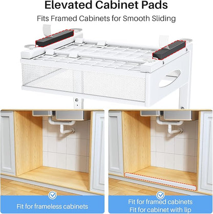 Under Sink Organizer, 2 Pack 2 Tier Pull Out Under Cabinet Organizer Shelf
