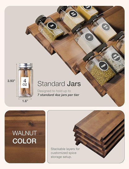 Tinamo Acacia Wooden Spice Rack Organizer