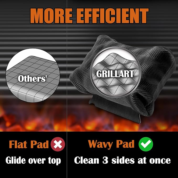 GRILLART Bristle Free Grill Brush Kit, Reinforced Outdoor Grill Brushes, Safe Cleaning Tools with Replaceable Heads, Grill Scraper BBQ Accessories, Men/Dad Gifts