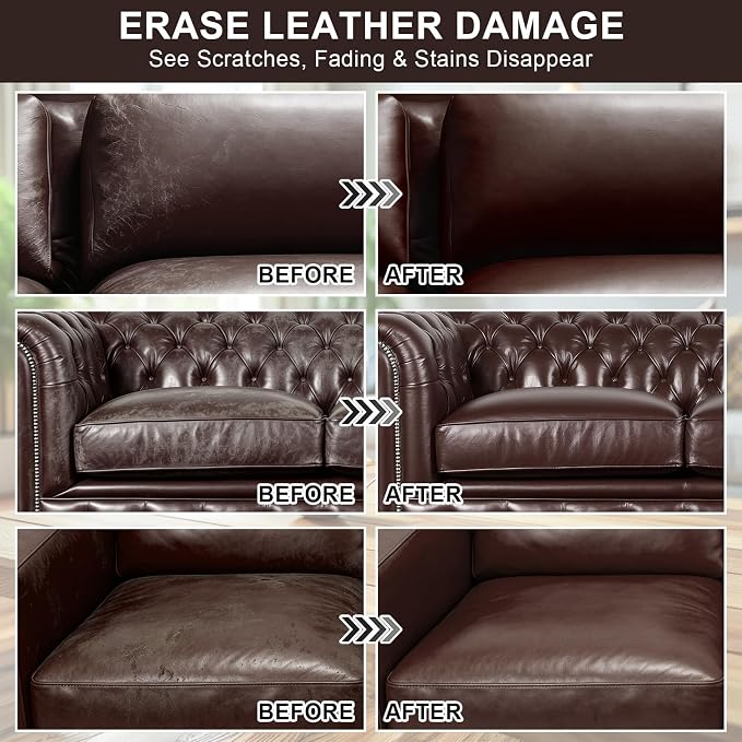 STARTSO WORLD 200Ml Leather Recoloring Balm with 100ML Leather Conditioner, Dark Brown Leather Repair Kit for Furniture, Leather Dye, Leather Scratch Repair, Leather Couch Paint