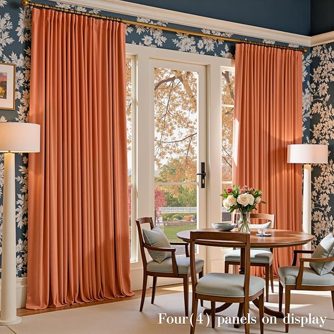 Lazzzy Halloween Blackout Velvet Curtains Orange Fall Decor Thermal Insulated