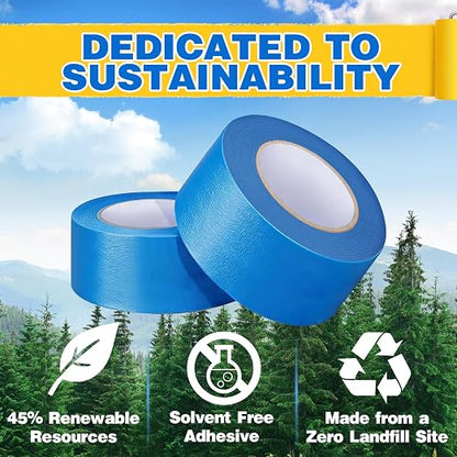 Aheroi 12 Rolls Painters Tape 2 inch Wide, Blue Painters Tape(2in x 55Yds), Multi-Surface Masking Tape for Walls Painting, No Residue Wide Painter Tape for Packing Labeling DIY Crafts,Home Improvement