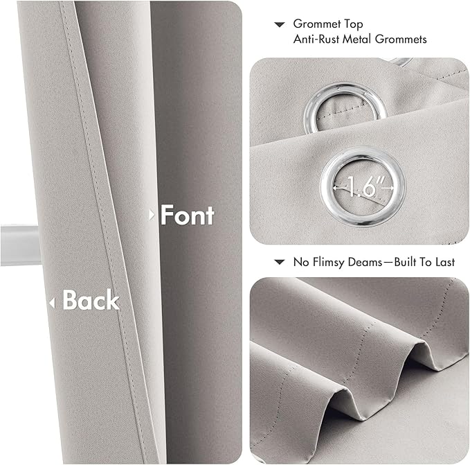 MIULEE Stone Blackout Curtains for Bedroom Living Room 84 Inches Long 2 Panels